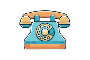 bright and playful cartoon rotary telephone icon, featuring bold lines and vivid colors, isolated on white background vector