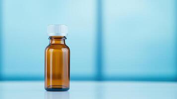 GLP-1 Labeled Bottle in Modern Laboratory Setting with Blue Tones for Scientific and Medical Research, Innovation, and Analysis Displaying Advanced Pharmaceutical Concepts photo