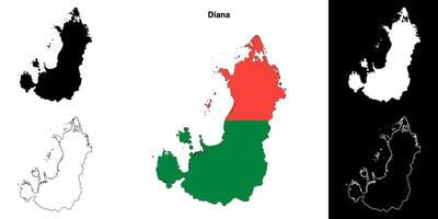 Diana region outline map set vector