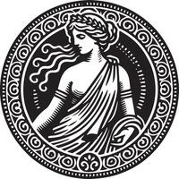 graceful depiction of Goddess Proserpina, the Roman equivalent of Persephone, showcasing her connection to the underworld and spring, with symbols of rebirth and transition in Roman mythology vector