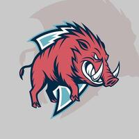 Angry boar gaming logo with a fierce and dynamic design perfect for competitive teams vector