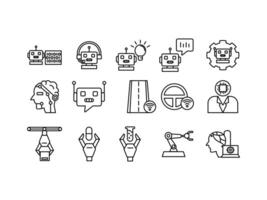 collection illustration set of machine learning line icons. icon robotic pack. isolated white background,Editable line vector