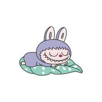 Sleeping Labubu in Leave vector