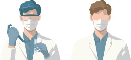 Male Scientist Using Ppipette Illustration. vector