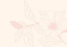 Desaturated, beige background, cover with magnolia floral, botanical elements. vector