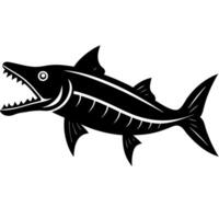 Aquatic Wildlife Art Silhouette of a Sharp and Fierce Barracuda vector