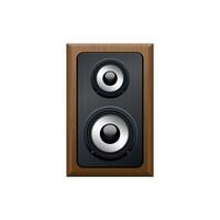 Music speaker with two dynamics and a nameplate in a wooden case on a white background vector