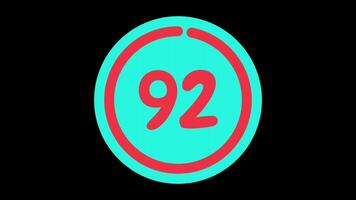 95 seconds countdown timer in teal circle with red circle countdown on black background video