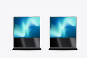 Two Wide LED TV Screens with gradient blue screen. Two large Vertical Led Displays for technology LED Screen Mockup in 3Ds. editable LED , illustration vector