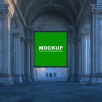 architecture mockup in a building with columns psd