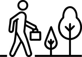 Businessman with briefcase walking into a forest with soft light vector