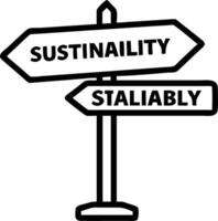 Business road sign pointing to sustainability with copy space vector
