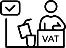 Traveler merchant in empty loft calculates VAT for non residents navigating foreign rules to ensure correct final charges vector