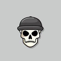 Cartoon skull character in Black snapeback hat Cool skull with expression angry. Sticker collection can be use as logo, symbol, icon. vector