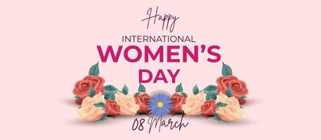 Happy Womens Day 8th March with Bright Floral Design and Empowering Message vector