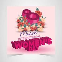 International Womens Day 8th March with Bold Floral Design and Empowering Message vector