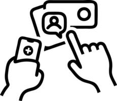 woman hands mobile smartphone social media icon social network concept as Close up of hands using a smartphone with social media icons appearing symbolizing connectivity and digita Clean vector