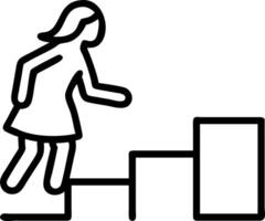 Woman arranging wood blocks into step stairs symbolizes business growth planning and achieving workplace success concept as Highlights the importance of structured planning and sy Clean vector