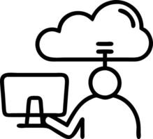 Business man working on monitor computer and design concept technology smart working online connect to cloud server network concept as Depicts a business person working on a compu Clean vector