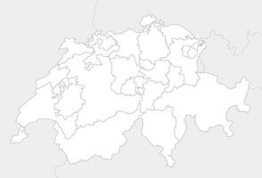 regional blank map of Switzerland with cantons and administrative divisions, and neighbouring countries and territories. Editable and clearly labeled layers. vector