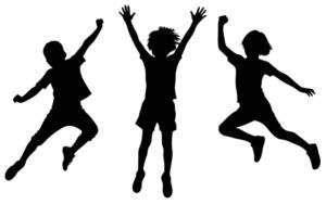 Jumping Children Silhouette for Movement and Expression vector