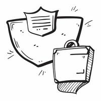 Clean Shield and briefcase icon with blank area for personalized messages concept as A customizable shield and briefcase icon featuring a blank area for adding personalized messages suit vector