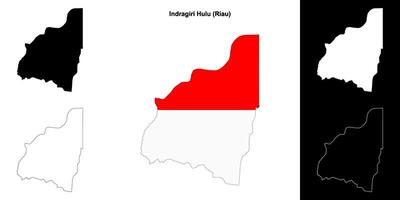 Indragiri Hulu blank outline map set vector