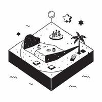 Simple flat design icon Bioluminescent Bay at Night concept as A secluded bay lights up with bioluminescent waves offering a secluded escape into natures nighttime wondersSimple f Clear Set 6 vector