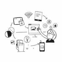 Managing Home with Smart Assistants concept as Individuals manage daily tasks and home appliances efficiently with the help of smart assistantsSimple flat illustration in isometri Clear vector