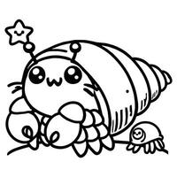 Ocean Animal Cute hermit crab vector