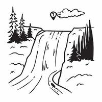 Waterfall on forest trail concept as High resolution image of a waterfall along a forest trail with a glossy backdrop capturing the stunning natural beauty encountered while backpa v1 vector