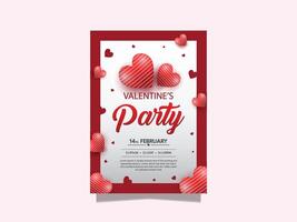 valentines day party poster template with elements vector