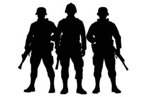 Classic Silhouette of Soldiers for Retro Military Art vector