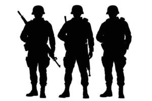 Silhouette of Soldiers Fighting on the Frontlines vector