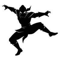 Stylish and Intense Shadow Ninja Jumping Silhouette for Graphics vector