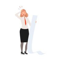 Businesswoman has some difficalties at work on a white background character vector