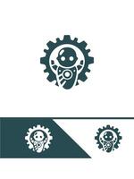 Mecha Pulse Gear Robot Logo Design vector