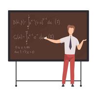 Man solves the equation on the board illustration vector