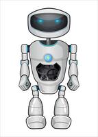 realistic mechanical robot droid with gears white color isolated on white background vector