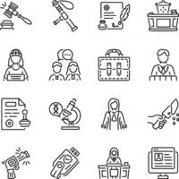 Set of Linear Style Crime And Justice Icons vector