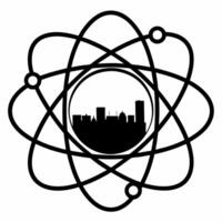 Flat Orbiting molecular structure of circular economy concept as Close up of a rotating molecular structure representing the circular economy concept Camera zooms out to show the Square Square vector