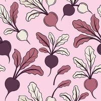 A pattern with beets on a pink background vector