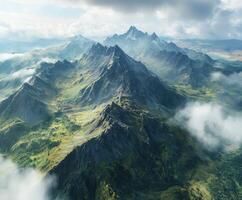 Majestic mountain range under cloudy sky in daylight photo
