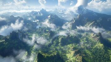 Breathtaking mountain landscape under clear blue sky photo