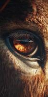 Close-up view of a horse's expressive eye in natural light photo