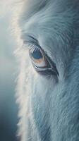Close-up of a horse's eye showcasing unique detail and color photo