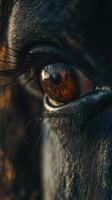 Close-up view of a dog's expressive eye showing details photo