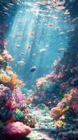 Underwater coral reef teeming with colorful fish and life photo