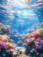 Vibrant underwater coral reef thriving with marine life photo