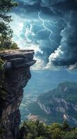 Dramatic cliff view under a stormy sky in nature photo